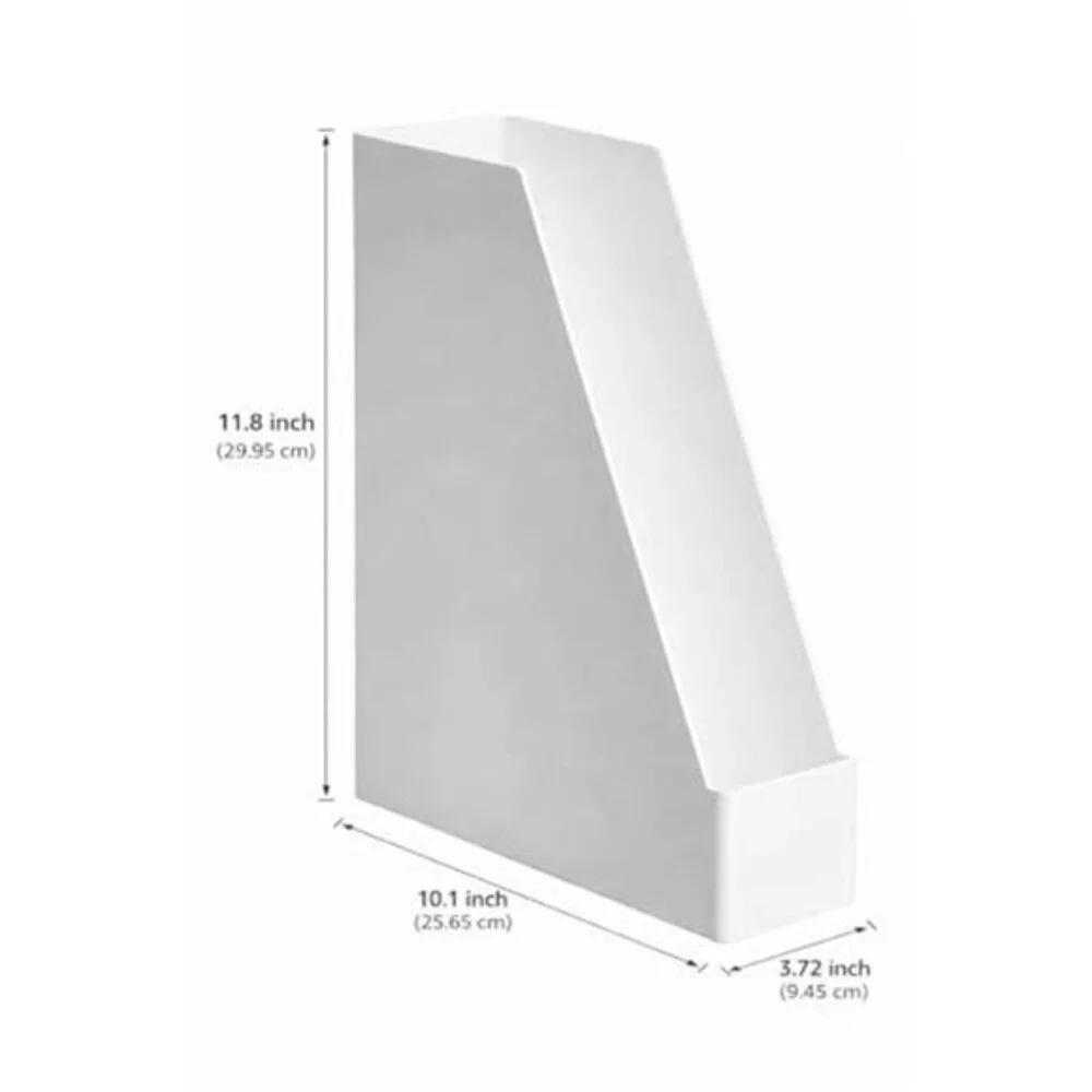 Desk Organizer Magazine Rack Plastic 2 Pack White Office Storage Desktop Holder